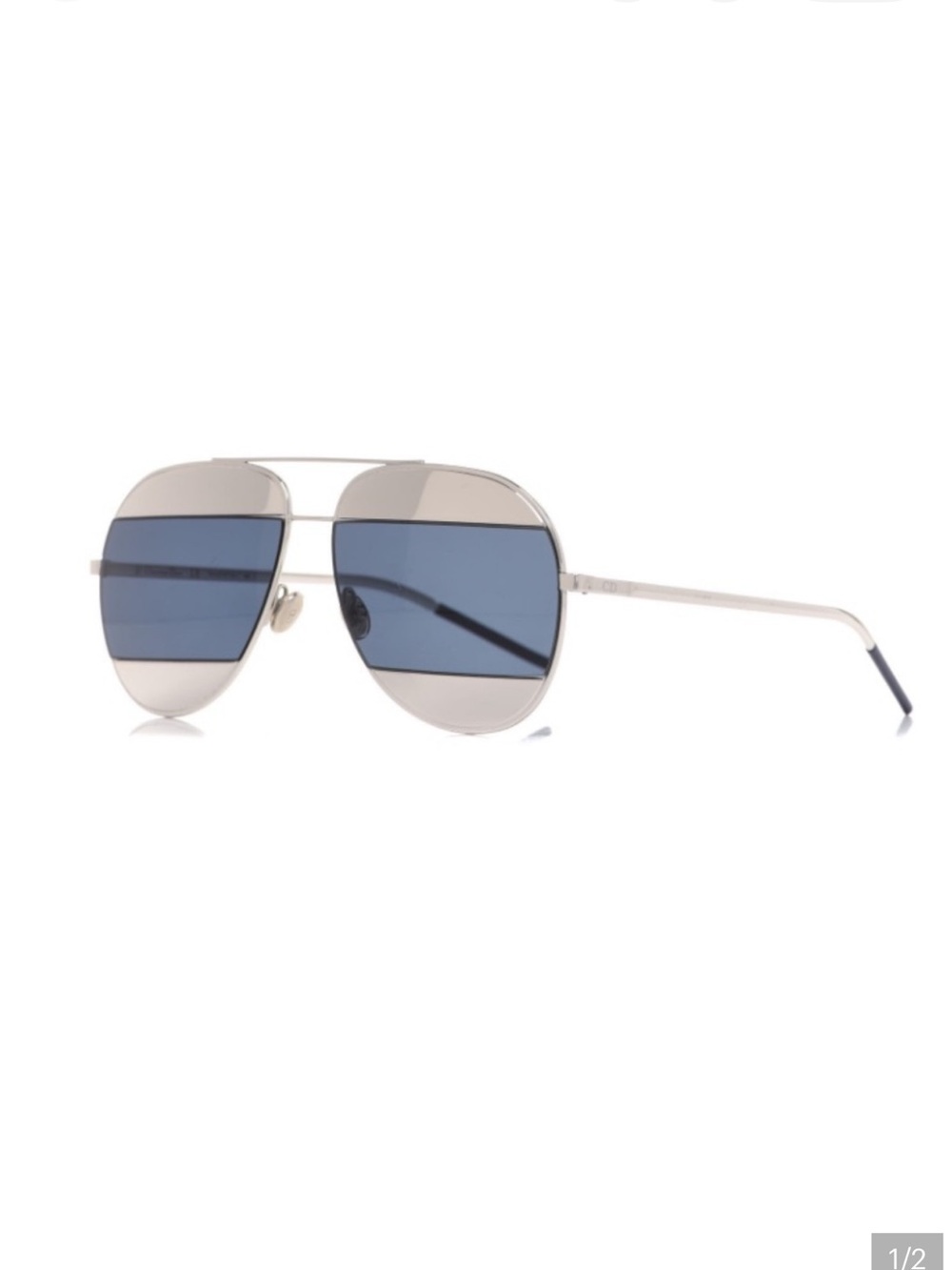 Dior Split Aviator Sunglasses - Silver Frame with Blue Lenses can